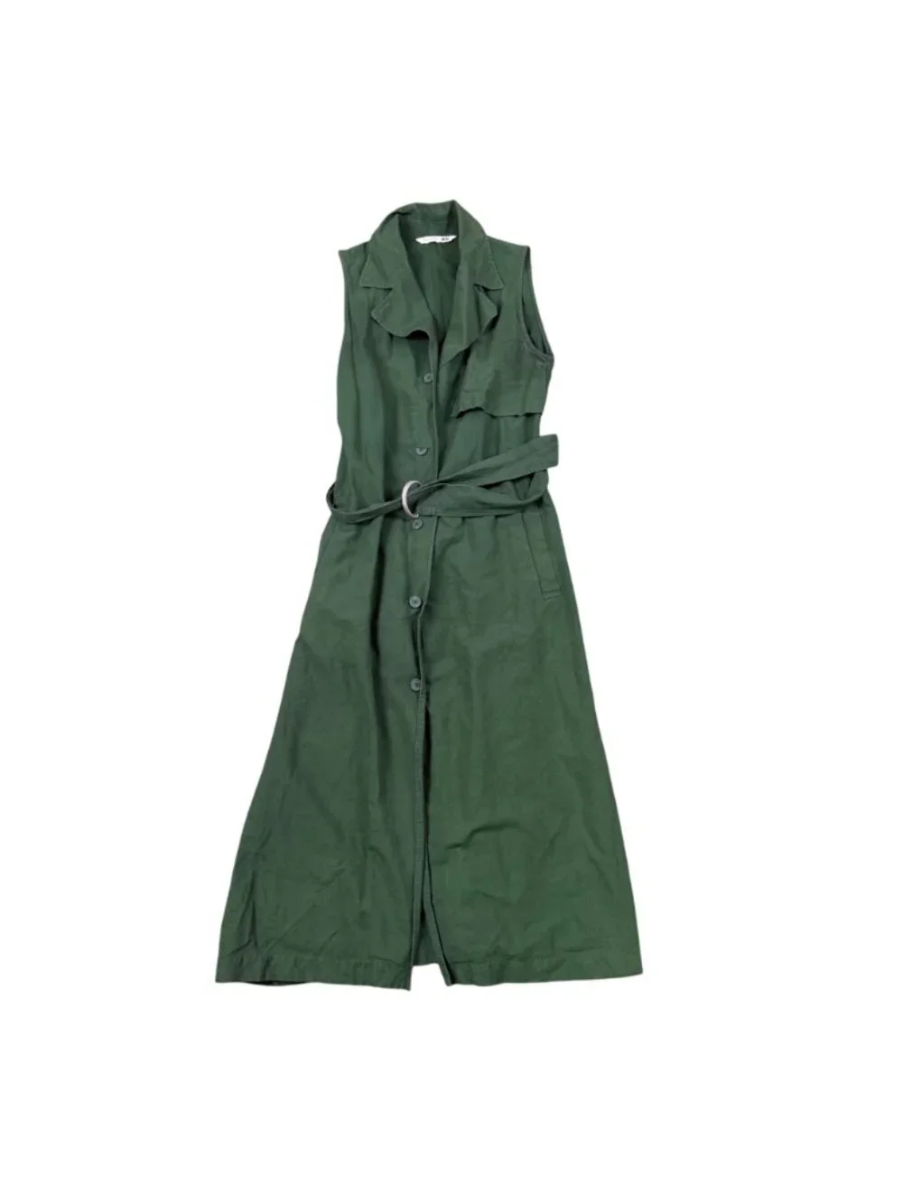 Jw Anderson Women’s Green Cotton Sleeveless Belted Maxi Trench Dress XXS